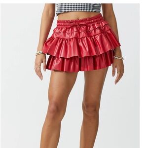 Red Ruffled Women's Skort